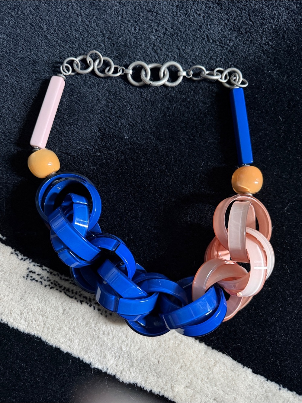 Bold Blue and Pink Resin Link Necklace - Women Jewelry